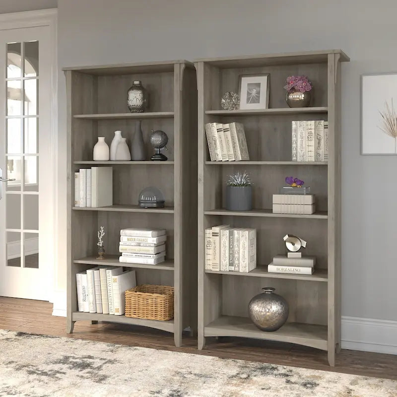 Tall 5-Shelf Bookcase (Set of 2)