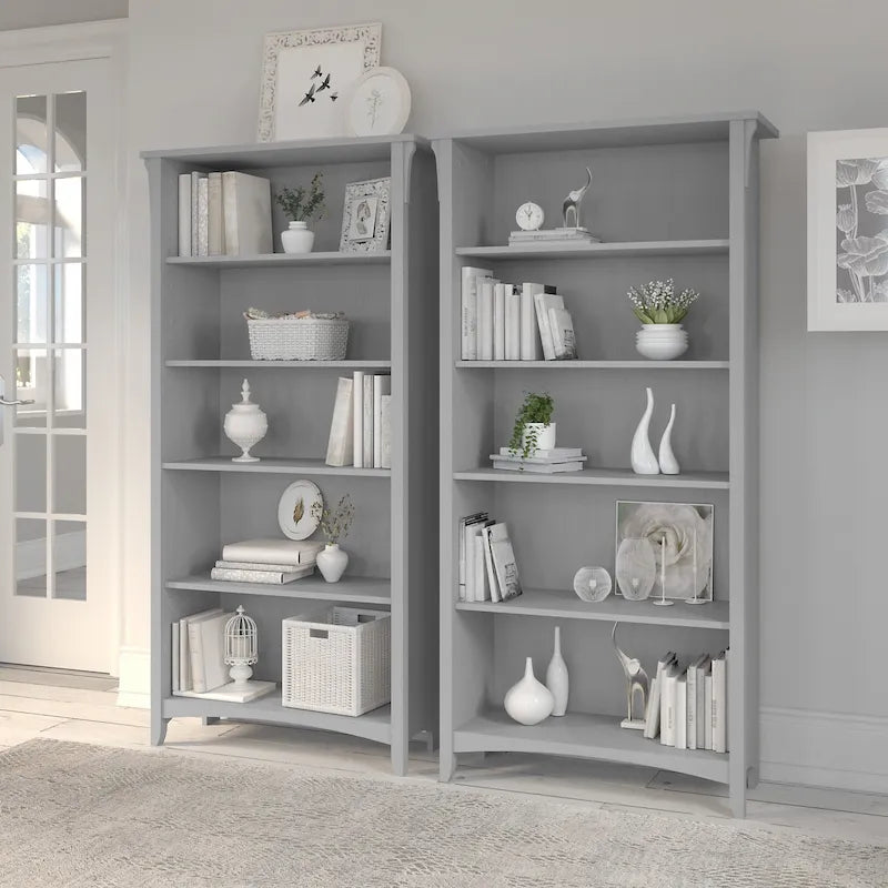 Tall 5-Shelf Bookcase (Set of 2)