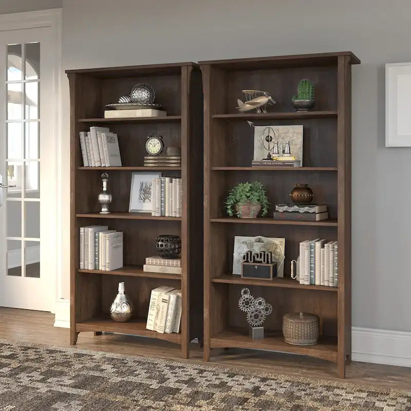 Tall 5-Shelf Bookcase (Set of 2)