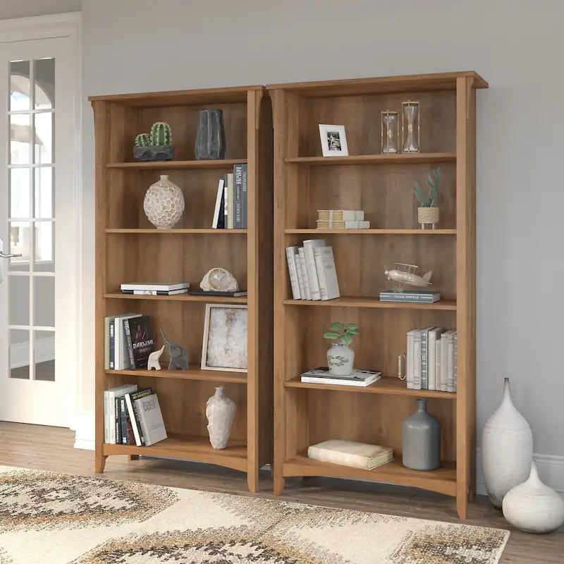Tall 5-Shelf Bookcase (Set of 2)