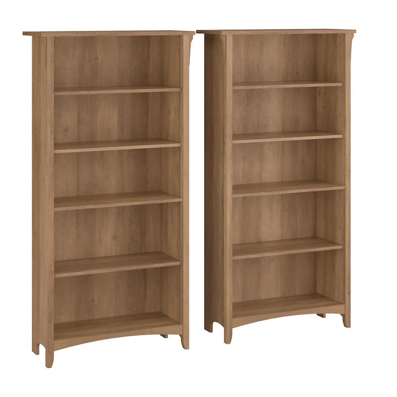 Tall 5-Shelf Bookcase (Set of 2)