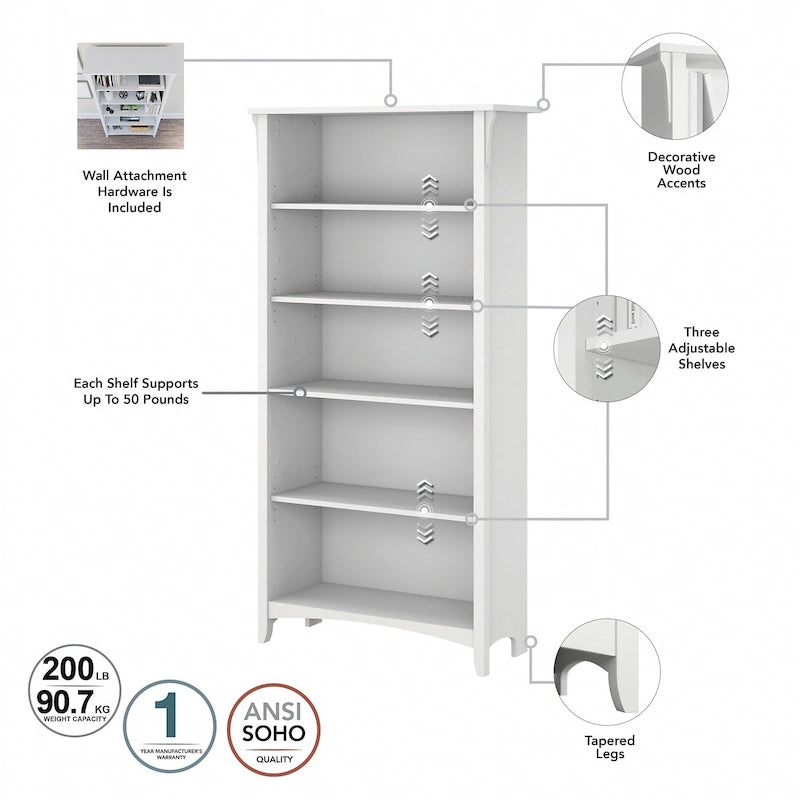 Tall 5-Shelf Bookcase (Set of 2)