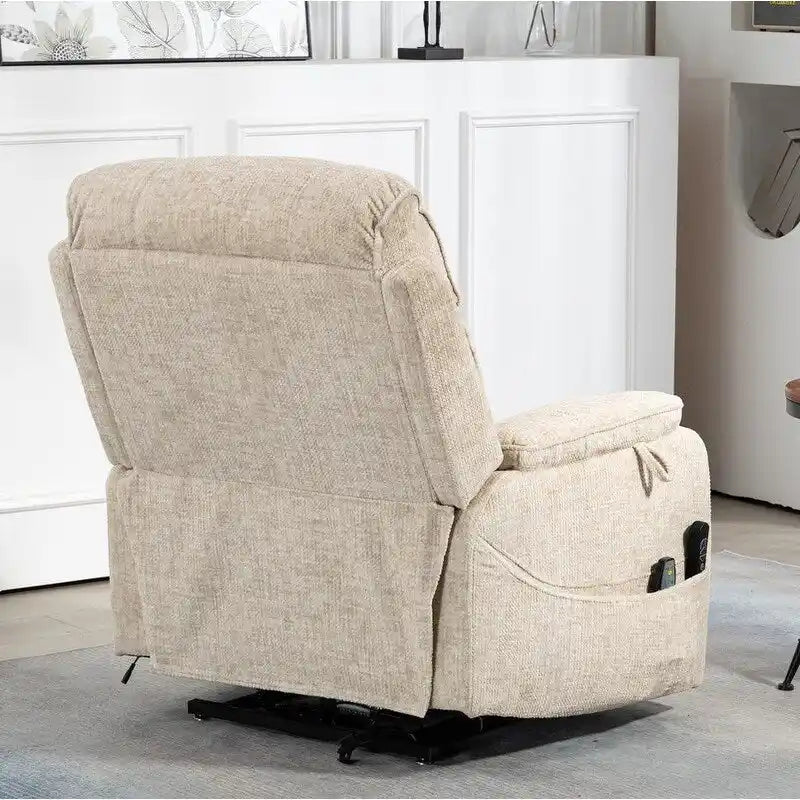 Elektrischer Aufstehsessel mit zwei Motoren, flach ausklappbar, Länge 74.8", 100 % Polyester, Massage und Wärme, einfache Montage