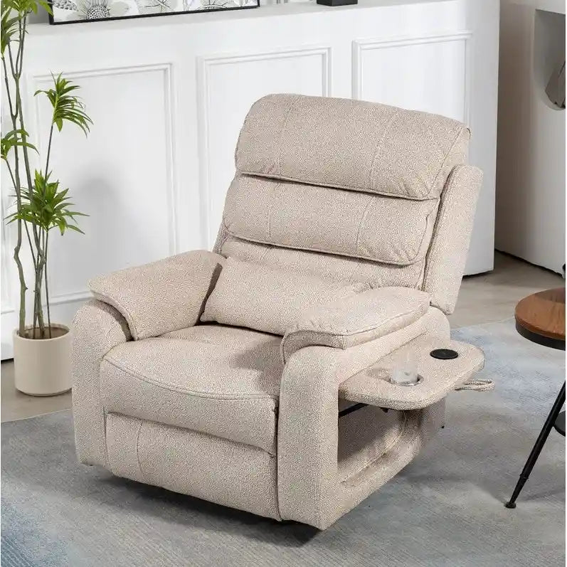 Elektrischer Aufstehsessel mit zwei Motoren, flach ausklappbar, Länge 74.8", 100 % Polyester, Massage und Wärme, einfache Montage