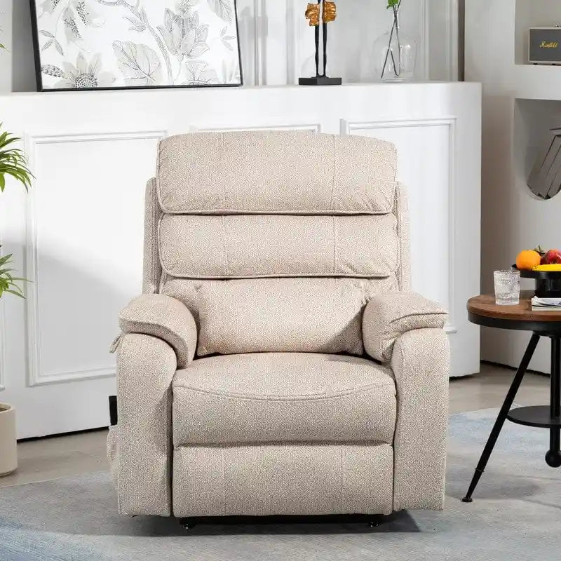 Elektrischer Aufstehsessel mit zwei Motoren, flach ausklappbar, Länge 74.8", 100 % Polyester, Massage und Wärme, einfache Montage