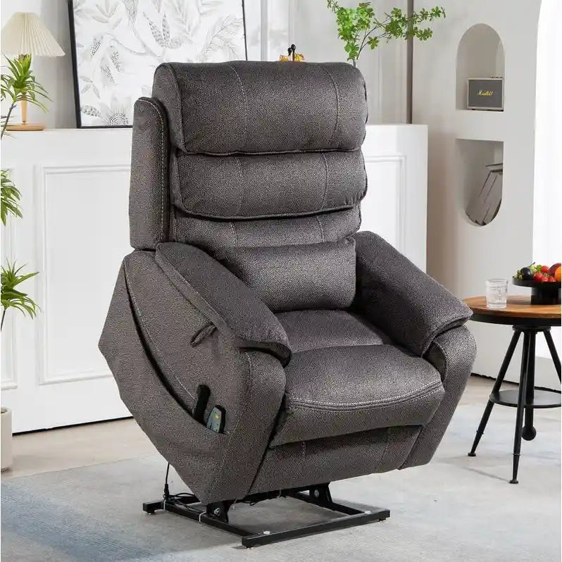 Elektrischer Aufstehsessel mit zwei Motoren, flach ausklappbar, Länge 74.8", 100 % Polyester, Massage und Wärme, einfache Montage