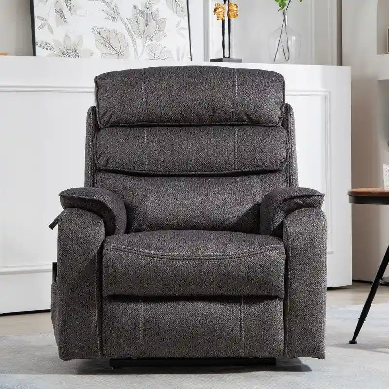 Elektrischer Aufstehsessel mit zwei Motoren, flach ausklappbar, Länge 74.8", 100 % Polyester, Massage und Wärme, einfache Montage