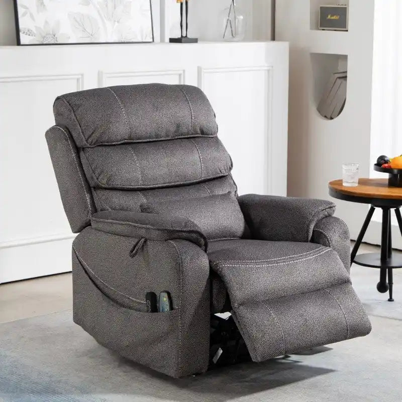 Elektrischer Aufstehsessel mit zwei Motoren, flach ausklappbar, Länge 74.8", 100 % Polyester, Massage und Wärme, einfache Montage