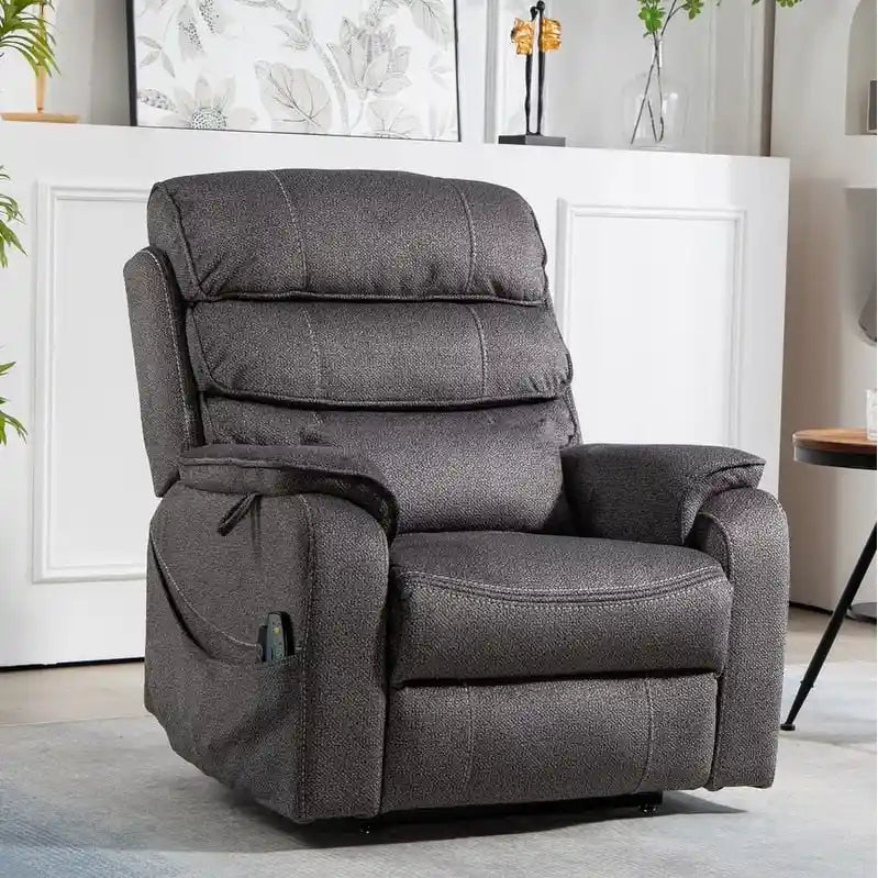 Elektrischer Aufstehsessel mit zwei Motoren, flach ausklappbar, Länge 74.8", 100 % Polyester, Massage und Wärme, einfache Montage