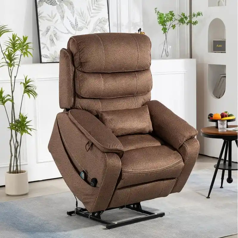 Elektrischer Aufstehsessel mit zwei Motoren, flach ausklappbar, Länge 74.8", 100 % Polyester, Massage und Wärme, einfache Montage