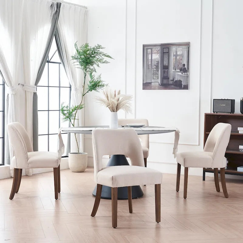 Set of 4 Fabric Upholstered Dining Chairs