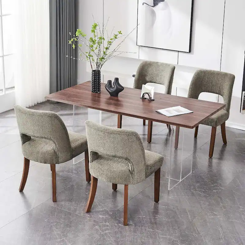 Set of 4 Fabric Upholstered Dining Chairs