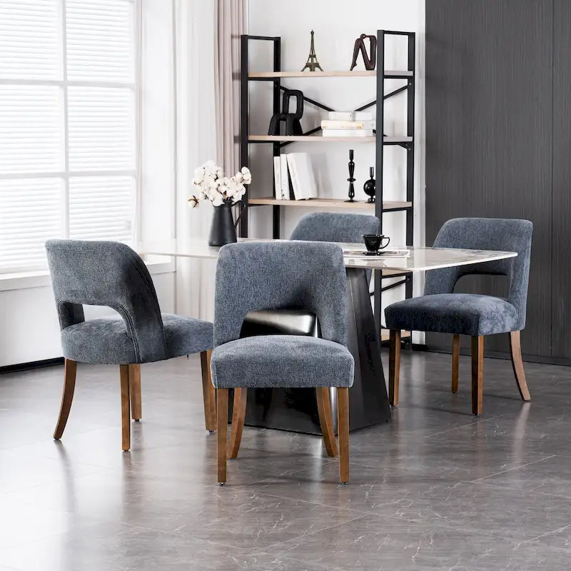 Set of 4 Fabric Upholstered Dining Chairs