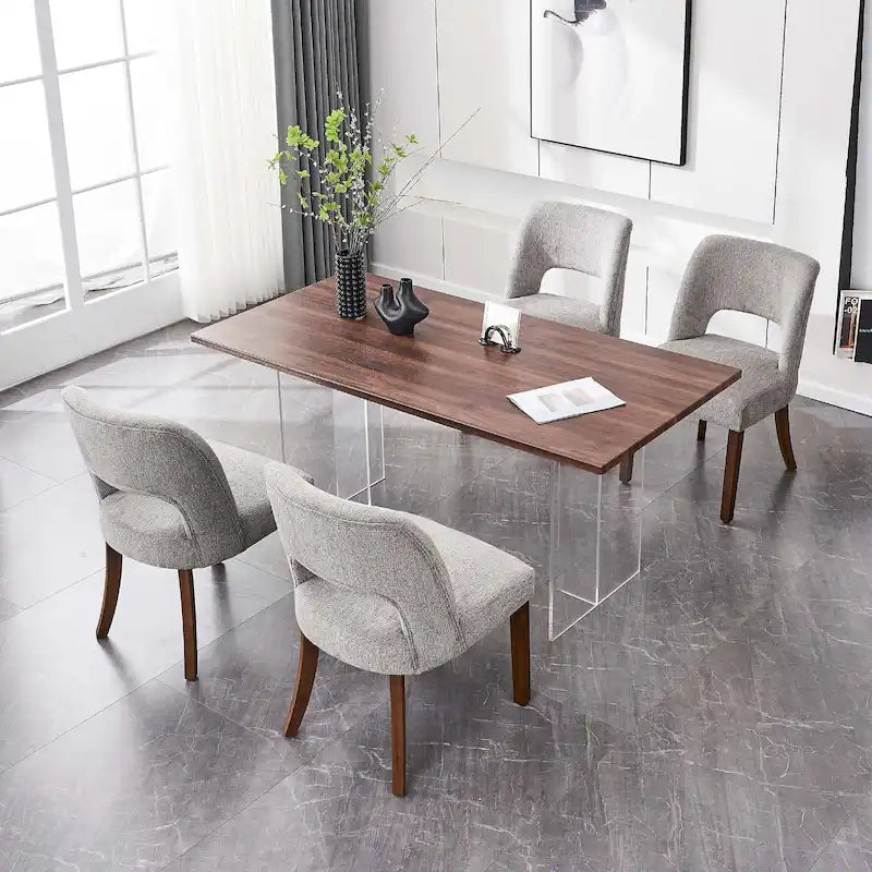 Set of 4 Fabric Upholstered Dining Chairs