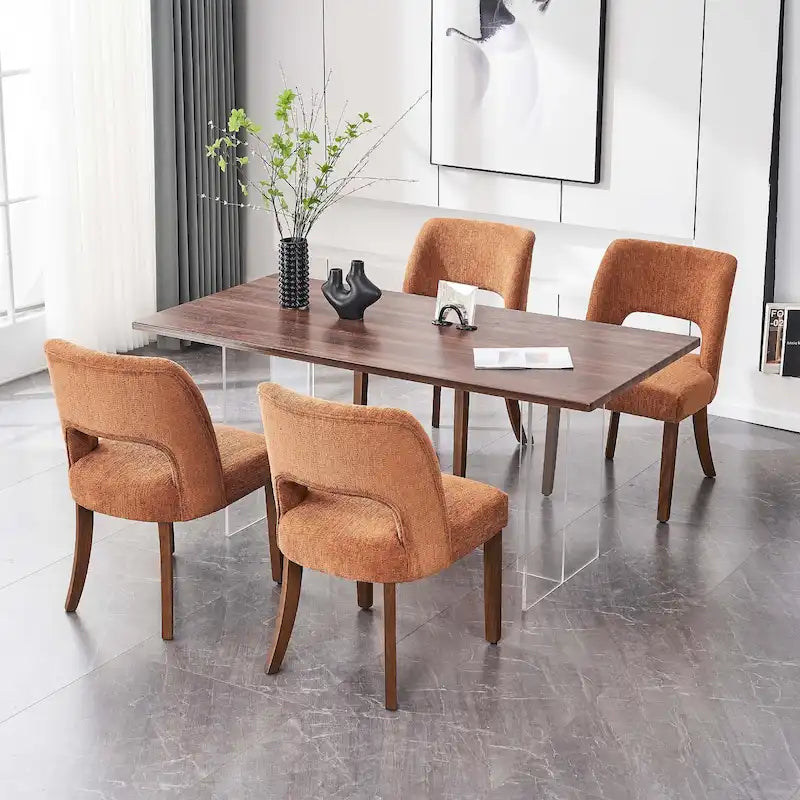 Set of 4 Fabric Upholstered Dining Chairs