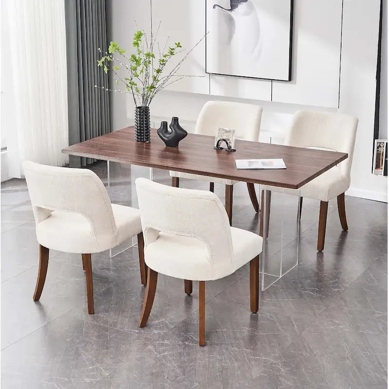 Set of 4 Fabric Upholstered Dining Chairs