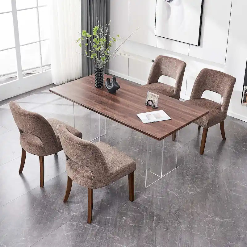 Set of 4 Fabric Upholstered Dining Chairs