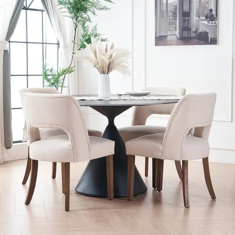 Set of 4 Fabric Upholstered Dining Chairs