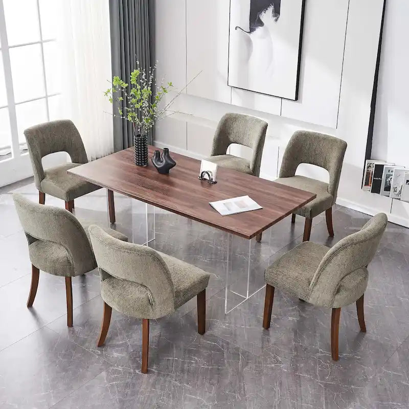Set of 4 Fabric Upholstered Dining Chairs