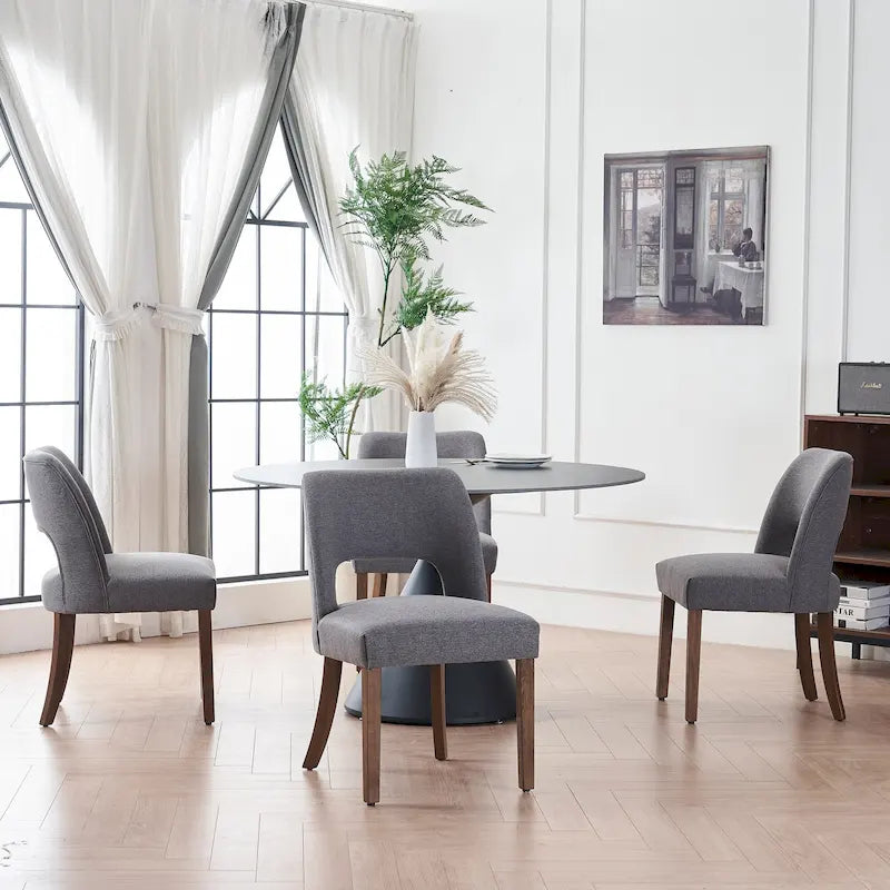 Set of 4 Fabric Upholstered Dining Chairs