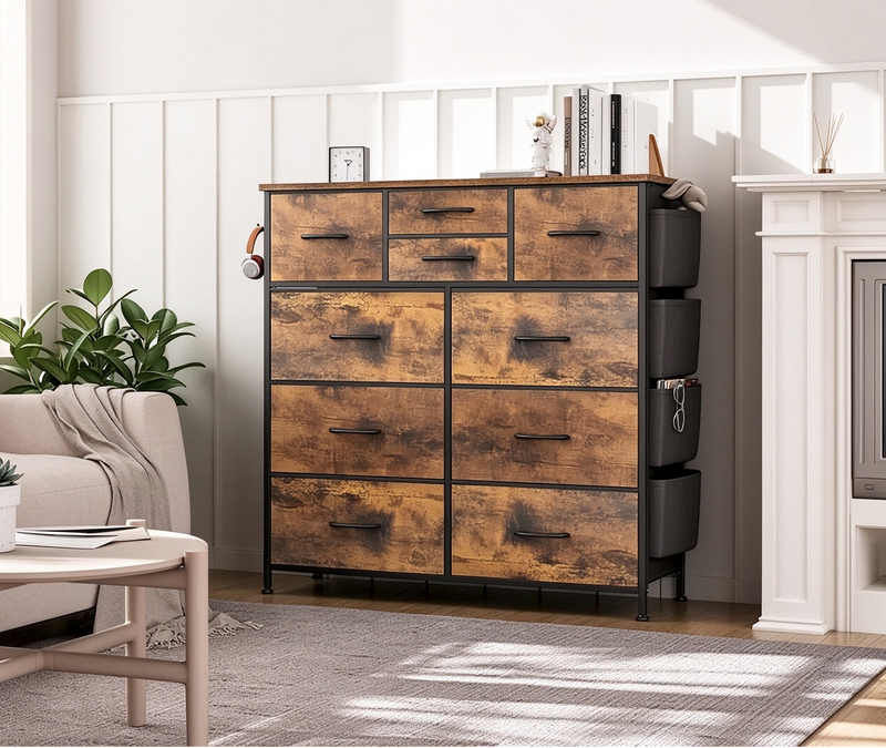 10-Drawer Fabric Dresser Storage Tower Organizer