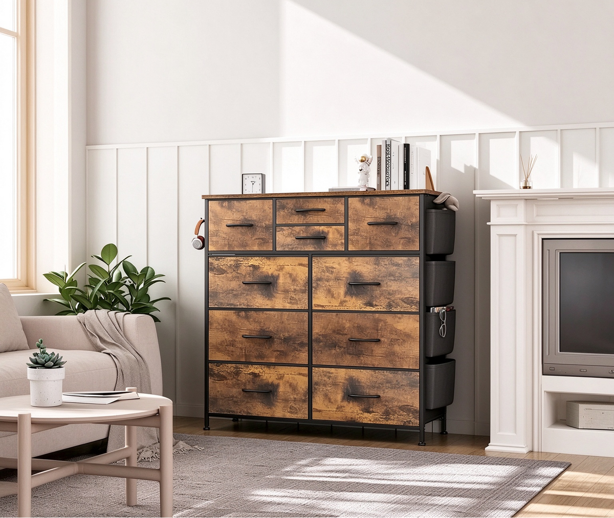 10-Drawer Fabric Dresser Storage Tower Organizer
