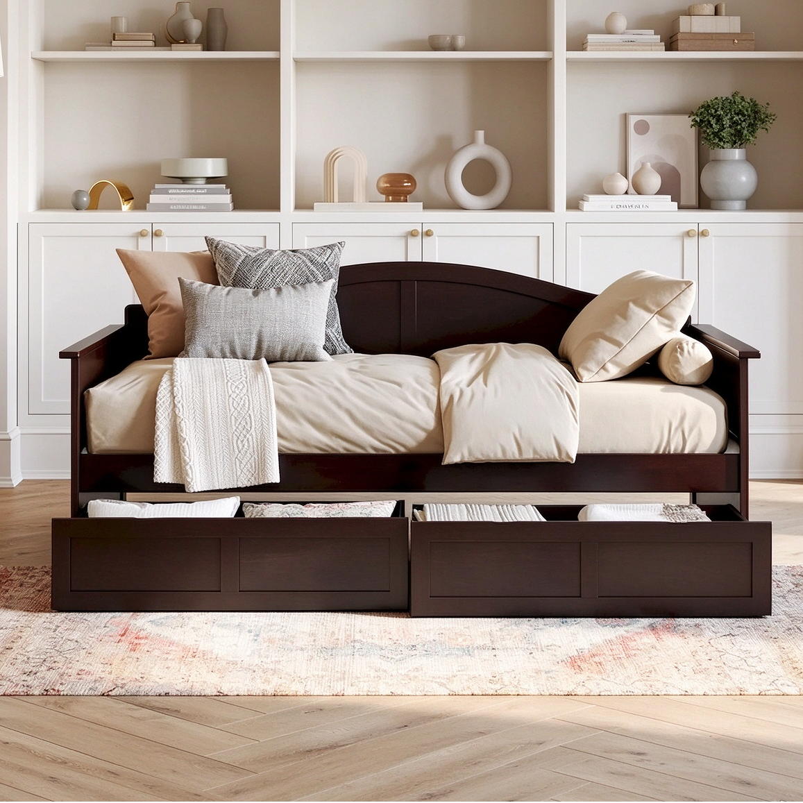 Twin Size Wooden Daybed with Storage Drawers