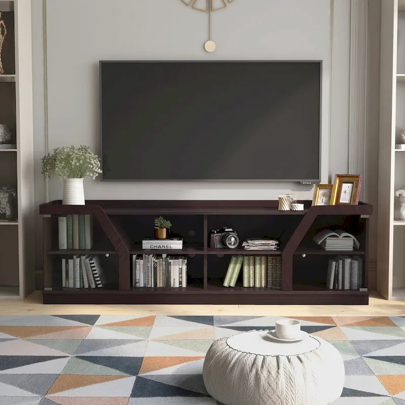 Contemporary Espresso 71-inch Multi-functional Storage TV Console