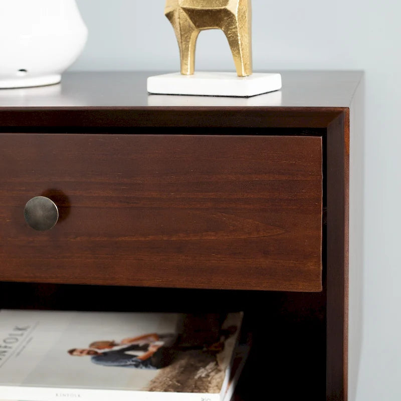 Comodini in legno massello con 1 cassetto, set da 2