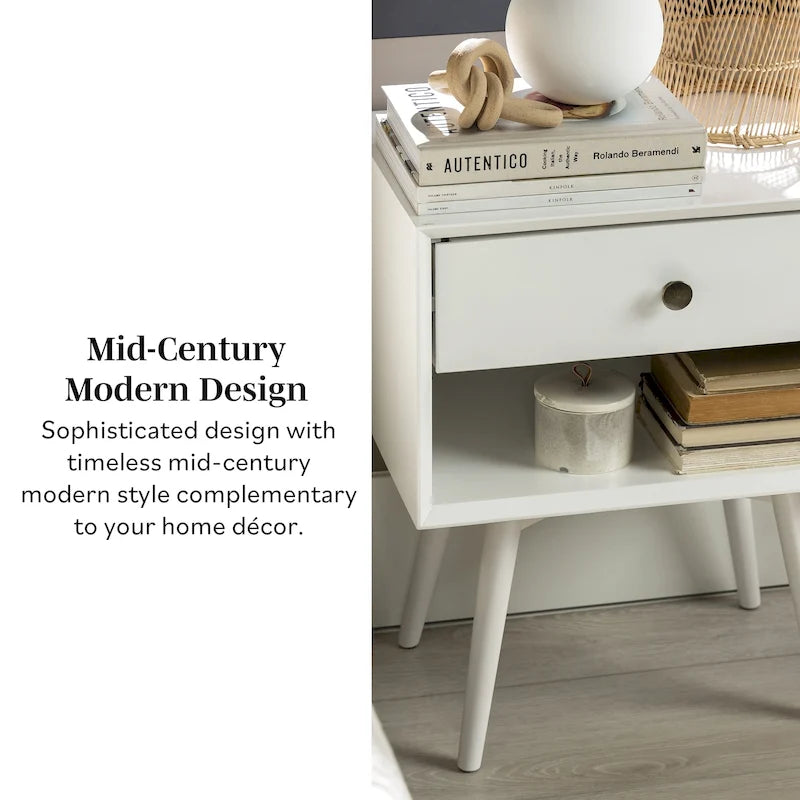 Comodini in legno massello con 1 cassetto, set da 2
