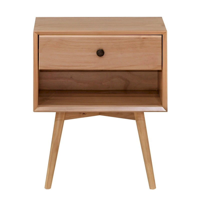 Comodini in legno massello con 1 cassetto, set da 2