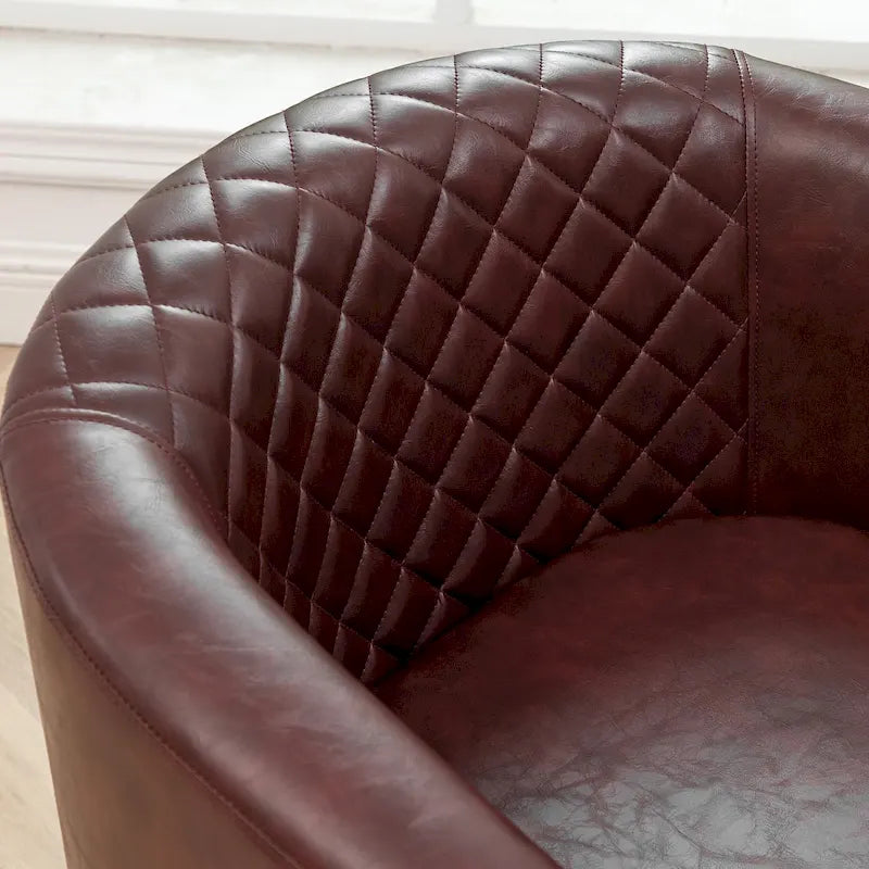 Gepolsterter Clubsessel aus Leder im Fassondesign mit Ziernägeln