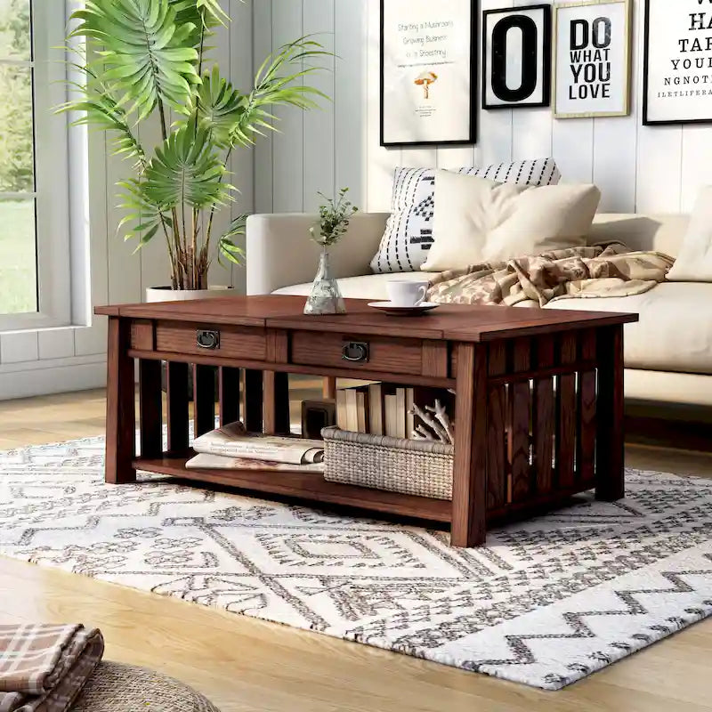 DH BASIC Mission 46-inch Wood Lift Top Coffee Table