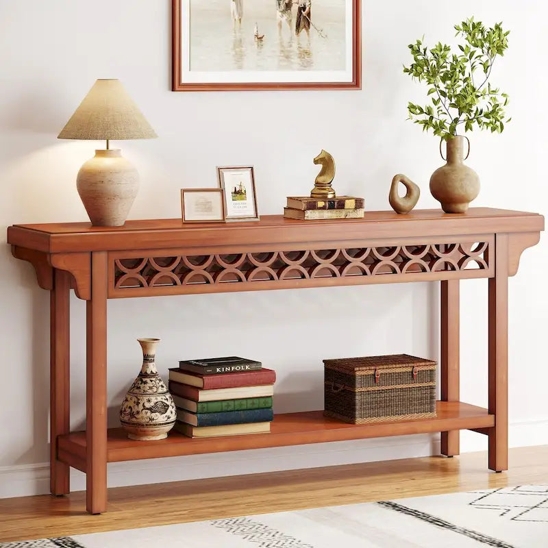 70.8 Inch Farmhouse Solid Wood Long Console Table