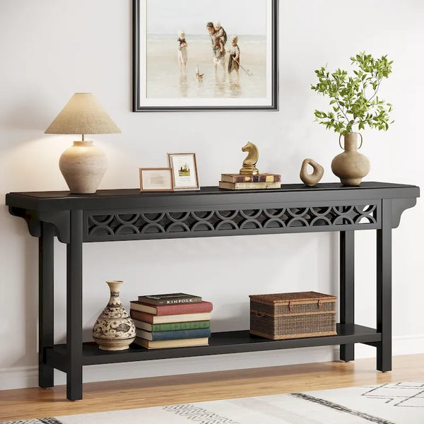 70.8 Inch Farmhouse Solid Wood Long Console Table Sofa Table