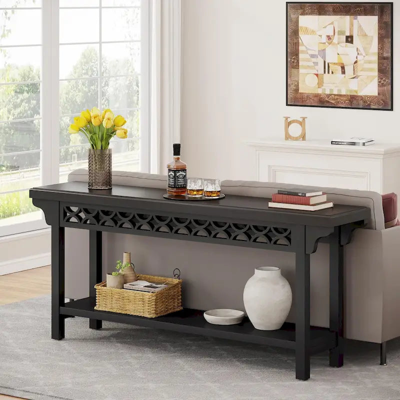 70.8 Inch Farmhouse Solid Wood Long Console Table