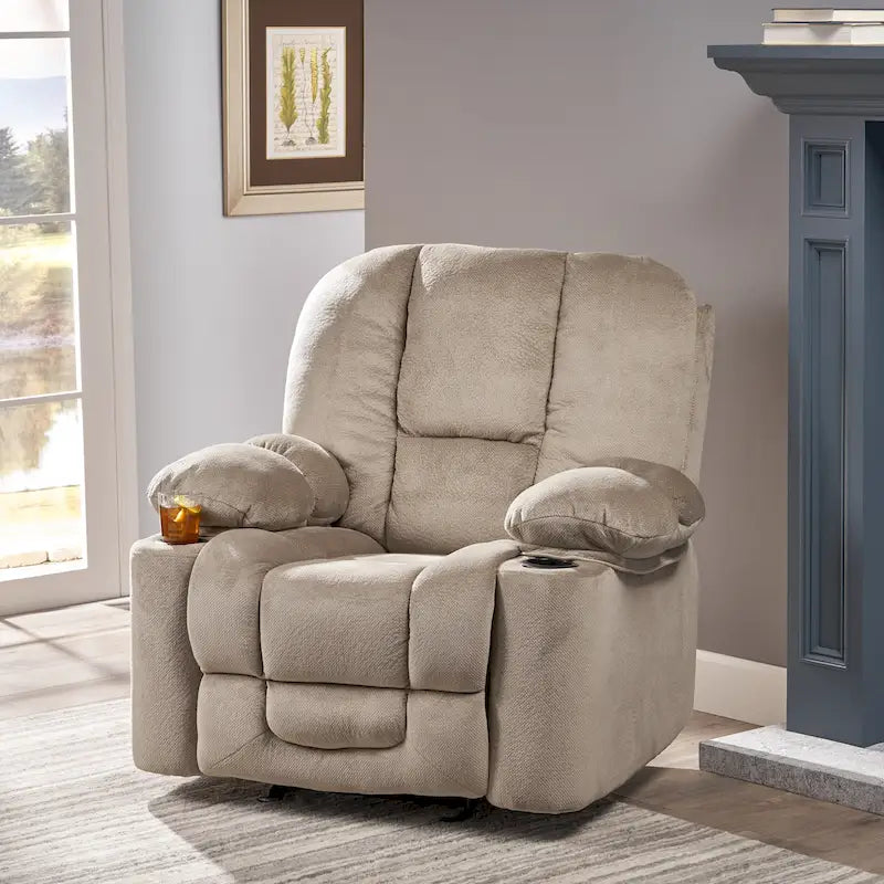 Fabric Reclining Glider Club Chair