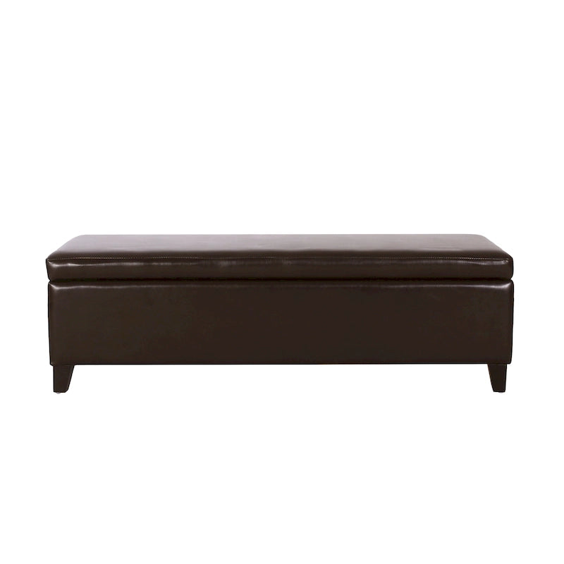 Bonded Leather Storage Ottoman Bench