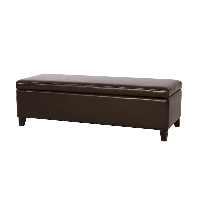 Bonded Leather Storage Ottoman Bench
