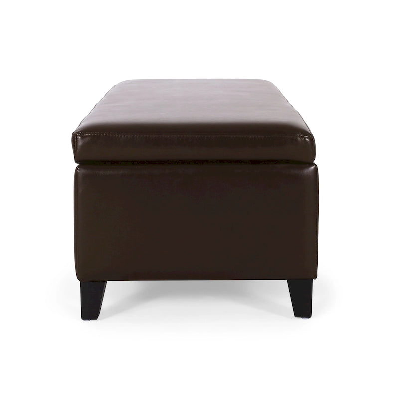 Bonded Leather Storage Ottoman Bench