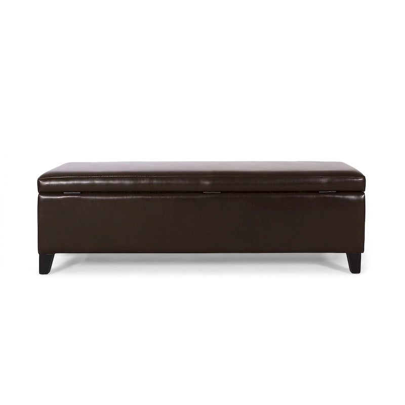 Bonded Leather Storage Ottoman Bench