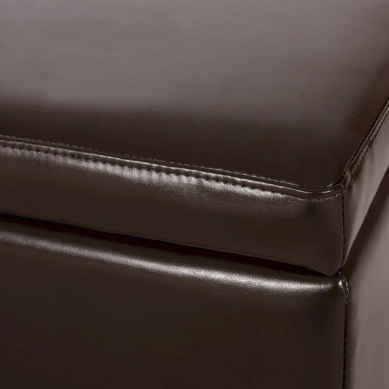 Bonded Leather Storage Ottoman Bench