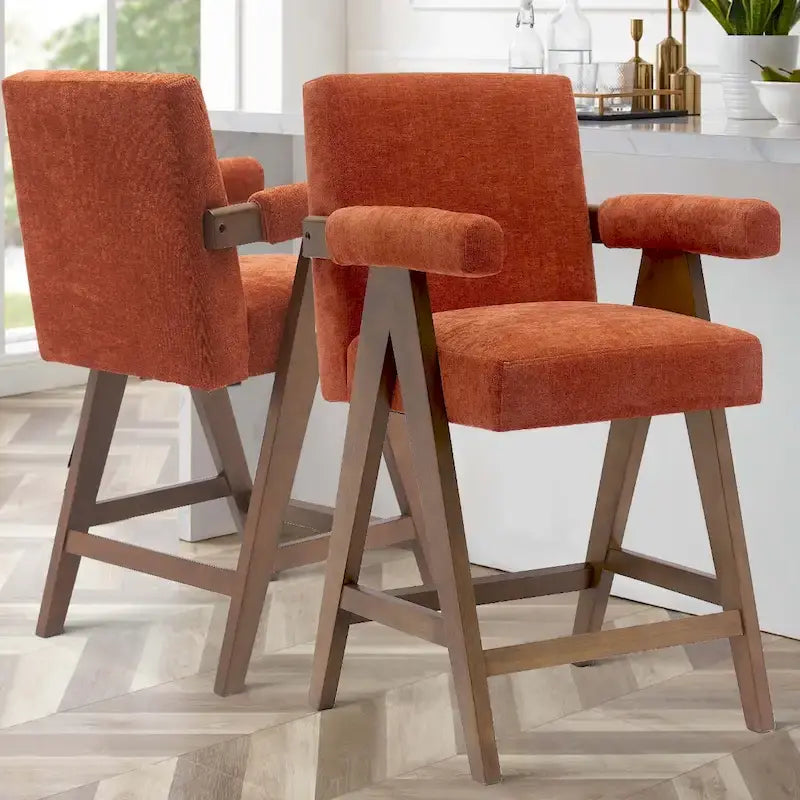 Contemporary Upholstered Counter Height Bar Stool
