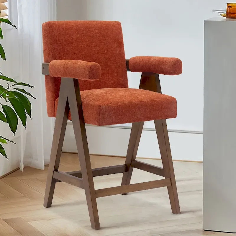 Contemporary Upholstered Counter Height Bar Stool