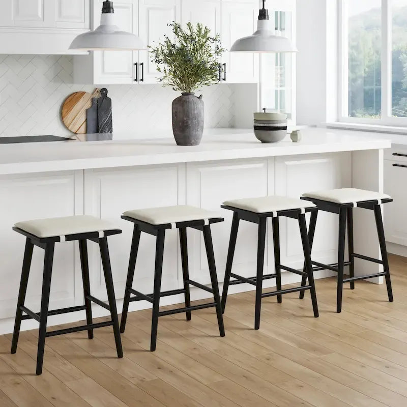 Boucle Upholstered Backless Counter Height Barstool with Cushion
