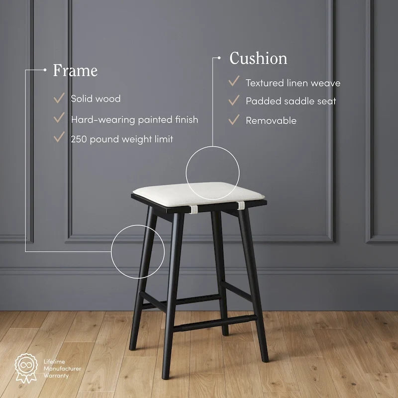 Boucle Upholstered Backless Counter Height Barstool with Cushion