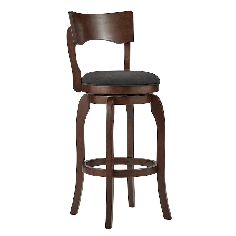 Swivel 29-inch Brown High Back Bar Height Barstool