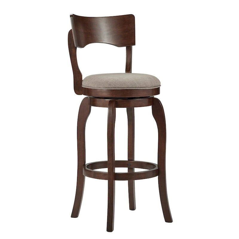 Swivel 29-inch Brown High Back Bar Height Barstool