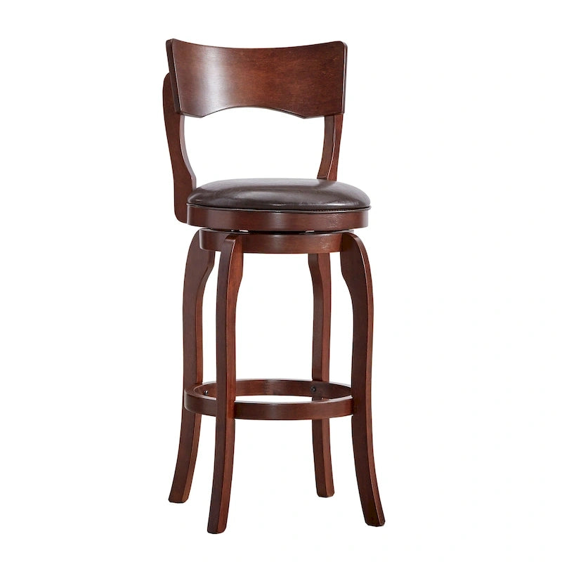 Swivel 29-inch Brown High Back Bar Height Barstool