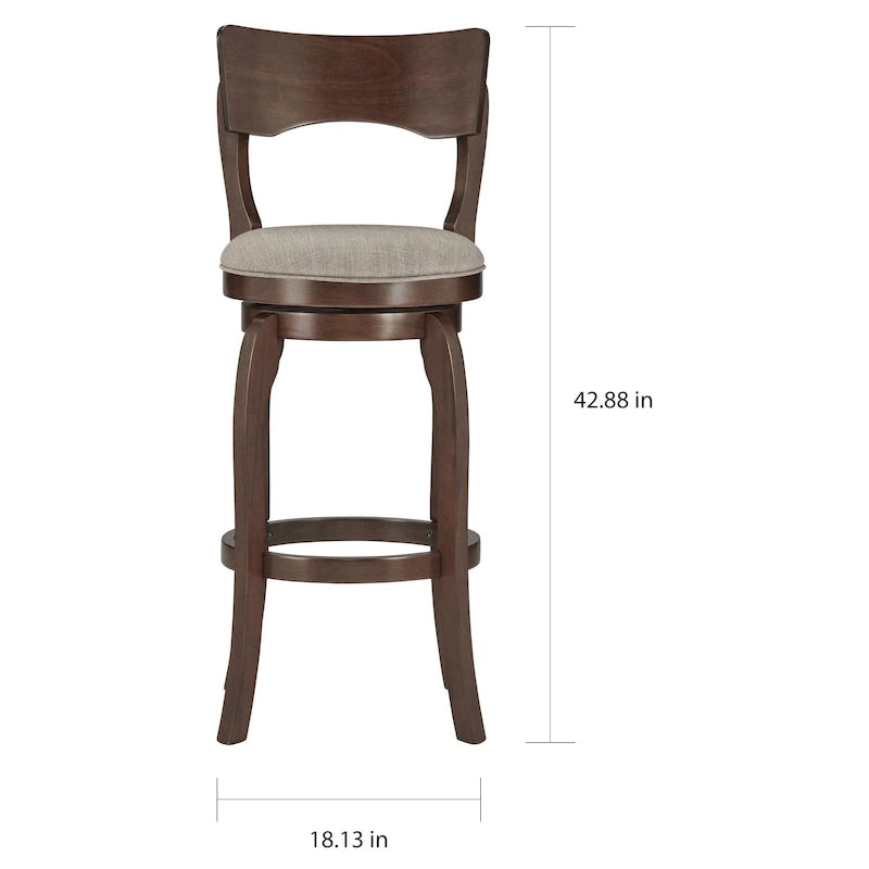 Drehbarer Barhocker in Braun mit hoher Rückenlehne, Barhöhe 29 Zoll